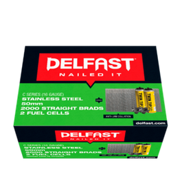 Delfast 16gauge Stainless Steel C Straight Brads + QL Fuel Pack - Box 2000.