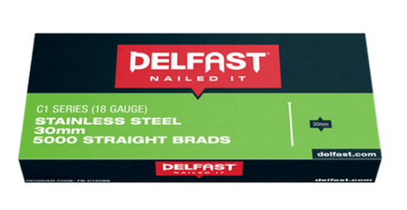 Delfast 18gauge Stainless Steel C1 Straight Brads - Box 5000.