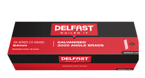 Delfast 15gauge Galvanised DA Angle Brads  - Box 3000.