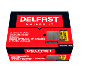 Delfast 14gauge Galvanised ND Straight Brads - Box 2000.
