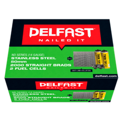 Delfast 14gauge Stainless steel ND Straight Brads + QL Fuel Pack - Box 2000.