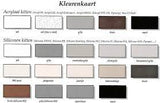Den Braven Silicon.  Available in 12 colours  WHITE, TRANSLUCENT GREY, SILVER GREY, BLACK, ANTHRACITE, TRANS GREY, GREY WHITE, MANHATTAN, PERGAMON,, JASMINE, CREAM & BROWN