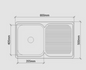 San Sink Stainless Steel E-100-D Atlas Eco Range .9mm Single Bowl with Drainer