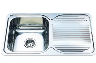 San Sink Stainless Steel E-100-D Atlas Eco Range .9mm Single Bowl with Drainer