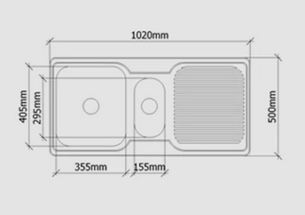 San Sink Stainless Steel E-125D Atlas Eco Range .9mm Double Bowl