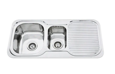 San Sink Stainless Steel E-130D Atlas Eco Range .9mm Double Bowl