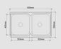San Sink Stainless Steel E-200S Atlas Eco Range .9mm Double Bowl