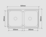 San Sink Stainless Steel E-200S Atlas Eco Range .9mm Double Bowl