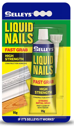 Selleys Liquid Nails Fast 95g,420g (available in: 2 sizes) - priced per unit Minimum order 6 units for 95g,,12 units, for 420g  )