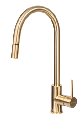 MERCER AURORA GOOSENECK PULLOUT MIXER IN 5 COLOURS - STAINLESS STEEL ,BLACK ,GUN METAL ,COPPER ,BRASS